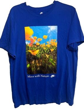 Nike Men's Move with Nature Short Sleeve T-Shirt Color Blue Size Large